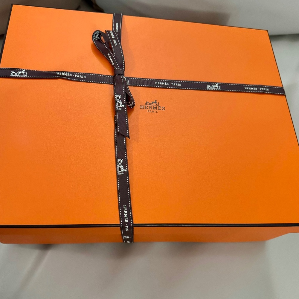 EMPTY Hermes Orange Box with Ribbon and Tissue